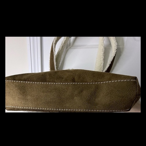 Bath & Body Works VTG Y2K Vegan Suede Faux Fur Tote Travel Winter Brown Bag - Picture 11 of 11